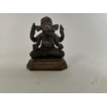 Bronze figure of Ganesha. {6 cm H x 4 cm W x 3 cm D}.