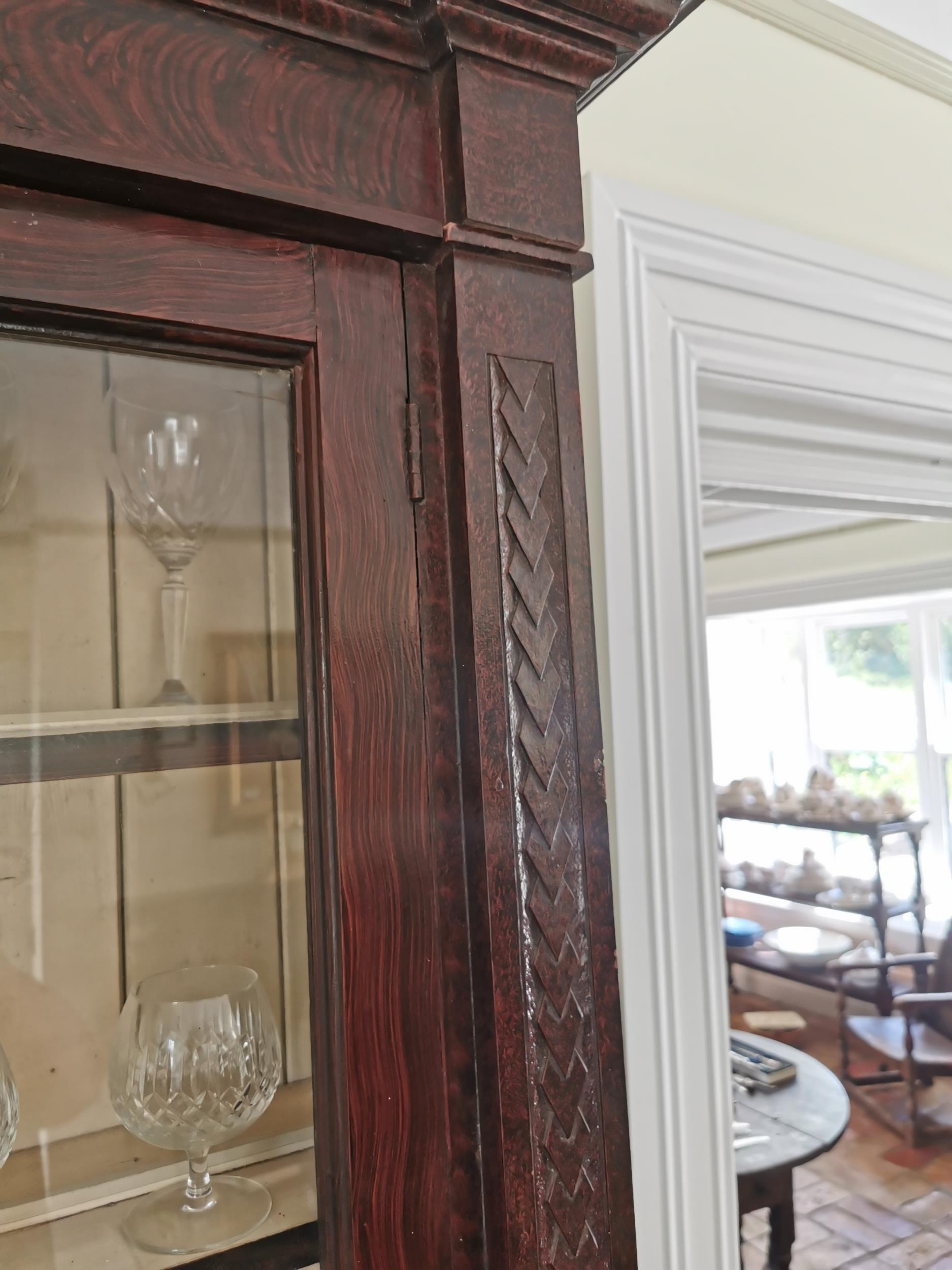 19th. C. scumbled pine glass case, the two glazed doors over two drawers and two panelled doors. { - Image 4 of 6