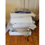 Three duvets { 230cm L X 220cm W } duvet set { 200cm L X 200cm W } and pair of cushions