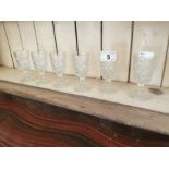 Collection of six matching moulded glass drinks' glasses { 11cm H }
