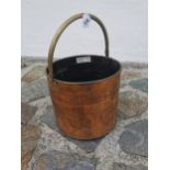 Copper and brass coal bucket { 31cm H X 37cm Dia }.