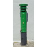 Cast iron Irish pillar post box. {175 cm H x 40 cm Dia}.