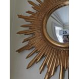 20th. C. gilt sunburst wall mirror. { 64cm Dia }.