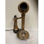 Brass candlestick telephone . { 33cm H }.