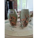 Pair of Art Deco ceramic vases Ballina England { 17cm H X 11cm W }.