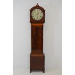 Victorian mahogany inlaid longcase clock with painted dial. {204 cm H x 44 cm W}.