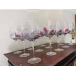 Collection of thirteen wine glasses { 14cm H }.