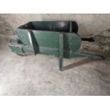 19th. C. painted pine wheel barrow { 56cm H X 52cm W X 146cm L }