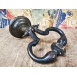 Rare Georgian bronze door knocker of large proportions { 23cm H X 18cm W }.