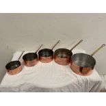 Good quality set of five graduated copped saucepans