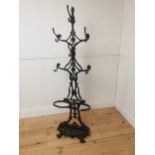 Good quality cast iron coat and stick stand in the Coalbrookdale style. {157 cm H x 50 cm W x 38