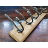 Wall coat rack with four metal hooks { 10cm H X 38cm W }