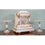 19th C. marble and ormolu mounted three piece clock set. {51 cm H}