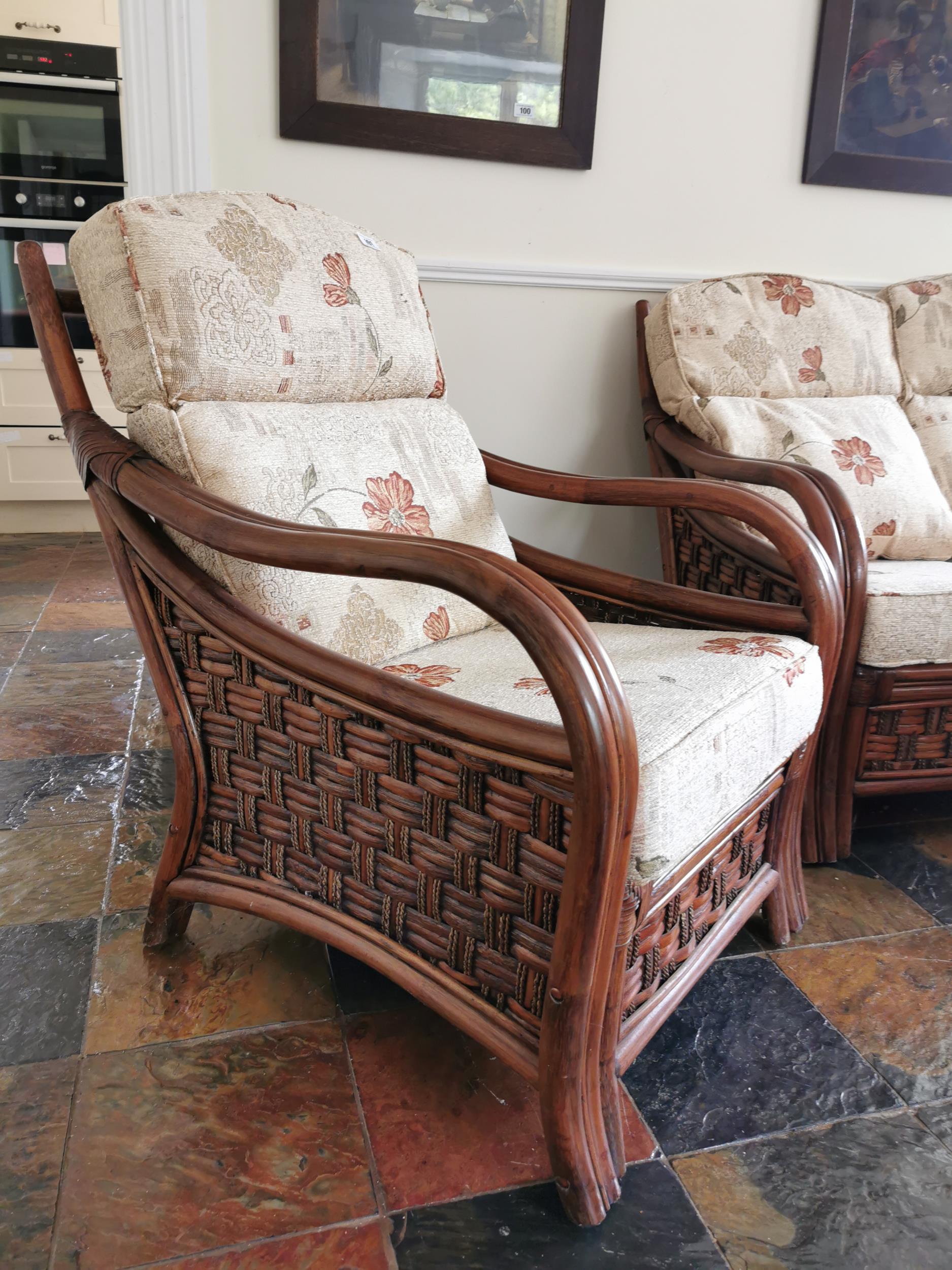 Four piece Desser rattan conservatory suite - couch { 87cm H X 124cm W X 92cm D }, two chairs {