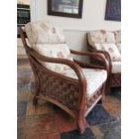Four piece Desser rattan conservatory suite - couch { 87cm H X 124cm W X 92cm D }, two chairs {