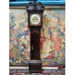 Irish Georgian long cased clock with brass and silvered square dial with date aperture, in working