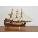 Model of a Sailing ship. {66 cm H x 96 cm W}.