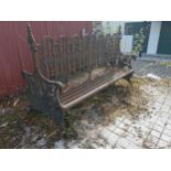 Unusual decorative cast iron park bench { 120cm H X 190cm W X 81cm D }.