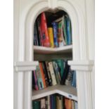 Five shelves of books - Poetry, Novels and Guide books