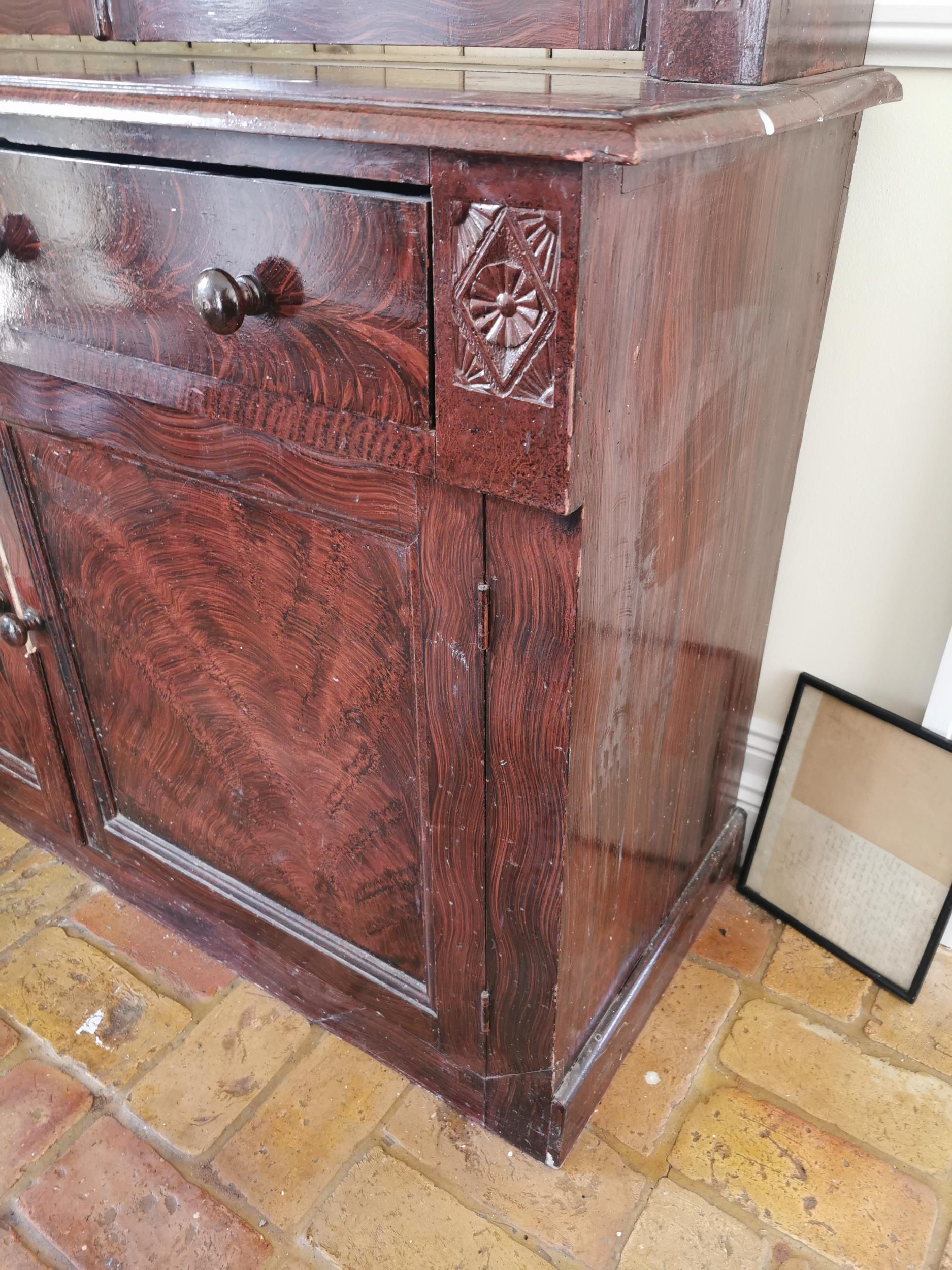 19th. C. scumbled pine glass case, the two glazed doors over two drawers and two panelled doors. { - Image 5 of 6