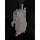 Early 20th C. Chinese carved white jade floral sculpture. {13 cm H x 26 cm W x 8 cm D}.