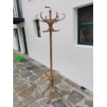 Wooden coat and hat stand { 197cm H X 54cm Dia }