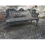 Decorative cast iron garden seat { 94cm H X 158cm W X 49cm D }