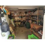 Complete contents of shed - Cycle Ergometer, Pine table, Micro Stereo System, Food Steamer, Frying
