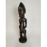 Carved hardwood African spirit figure from Baule tribe. {68 cm H x 16 cm W x 17 cm D}.