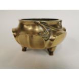 Brass Chinese censor bowl {12 cm H x 22 cm Dia}