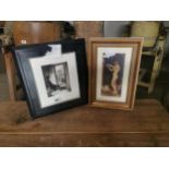 A Aggar Study of a Seated Lady framed black and white print { 45cm H X 39cm W } and Nude Girl framed