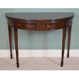 19th C. Mahogany demi lune games table in the Adam's style. {80 cm H x 107 cm W x 52 cm D}