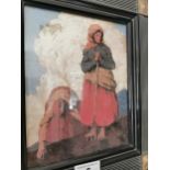 The Potato Diggers Paul Henry framed coloured print { 37cm H X 32cm W }.