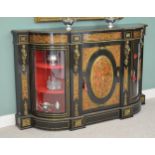 Exceptional quality French 19th C. serpentine Boulle and ebonised credenza with shaped sides. {114