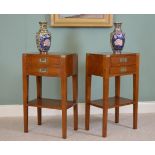 Pair of mahogany campaign style two drawer lamp tables. {78 cm H x 45 cm W x 29 cm D}