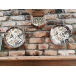 Pair of decorative Oriental ceramic wall plates { 31cm Dia }.