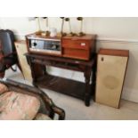 Mustang Speech radiogram with twin Rigonda speakers { radio 29cm H X 110cm W X 34cm D, Speakers 67cm