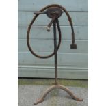 Sheep shearing machine on cast iron tripod base by Burman & Sons Ltd. {101 cm H x 53 cm W}.