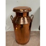 Copper milk can with Trowbridge inscribed on the lid and Unigate Creameries Ltd inscribed on the