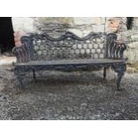 Decorative cast iron garden seat { 94cm H X 158cm W X 49cm D }