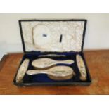 English silver backed dressing table set, two hair brushes, two clothes brushes and a comb