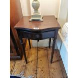 Mid 20th. C. mahogany lamp table with single drawer in the frieze raised on turned tapered legs {