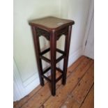 Carved mahogany plant stand { 84cm H X 29cm Sq. }