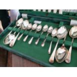 Early 20th. C. dessert cutlery set in original box and part set of spoons in original box.
