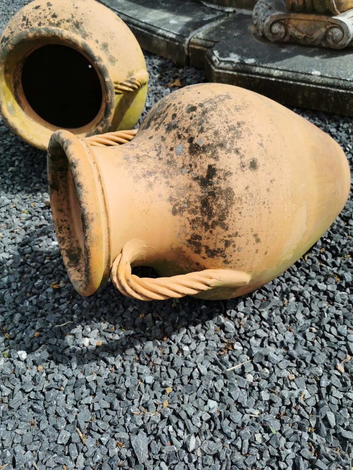 Pair of early 20th C. terracotta planters. {36 cm H x 52 cm W x 43 cm D}. - Bild 3 aus 3