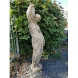 Composition figure of a Grecian Lady holding urn aloft with water feature option {135 cm H x 36 cm W