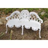 Cast aluminium garden bench in the Coalbrookdale style. {86 cm H x 130 cm W x 44 cm D}.