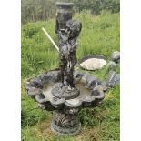 Composition stone garden fountain { 135cm H X 81cm Dia }