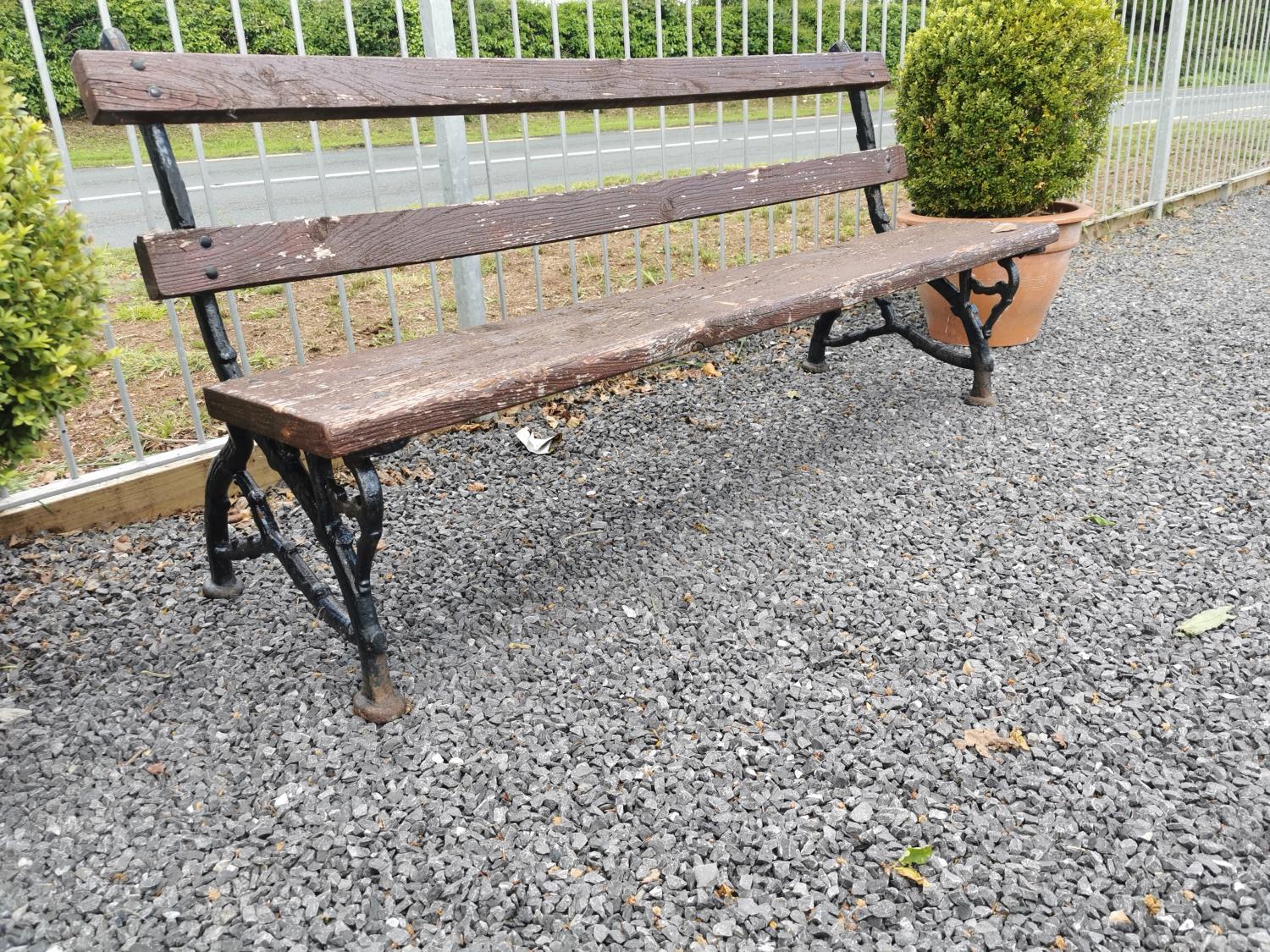 Early 20th C. cast iron garden bench with tree branch design. {82 cm H x 183 cm W x 62 cm D}