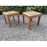 Pair of teak garden drinks tables {42 cm H x 41 cm W x 41 cm D}.